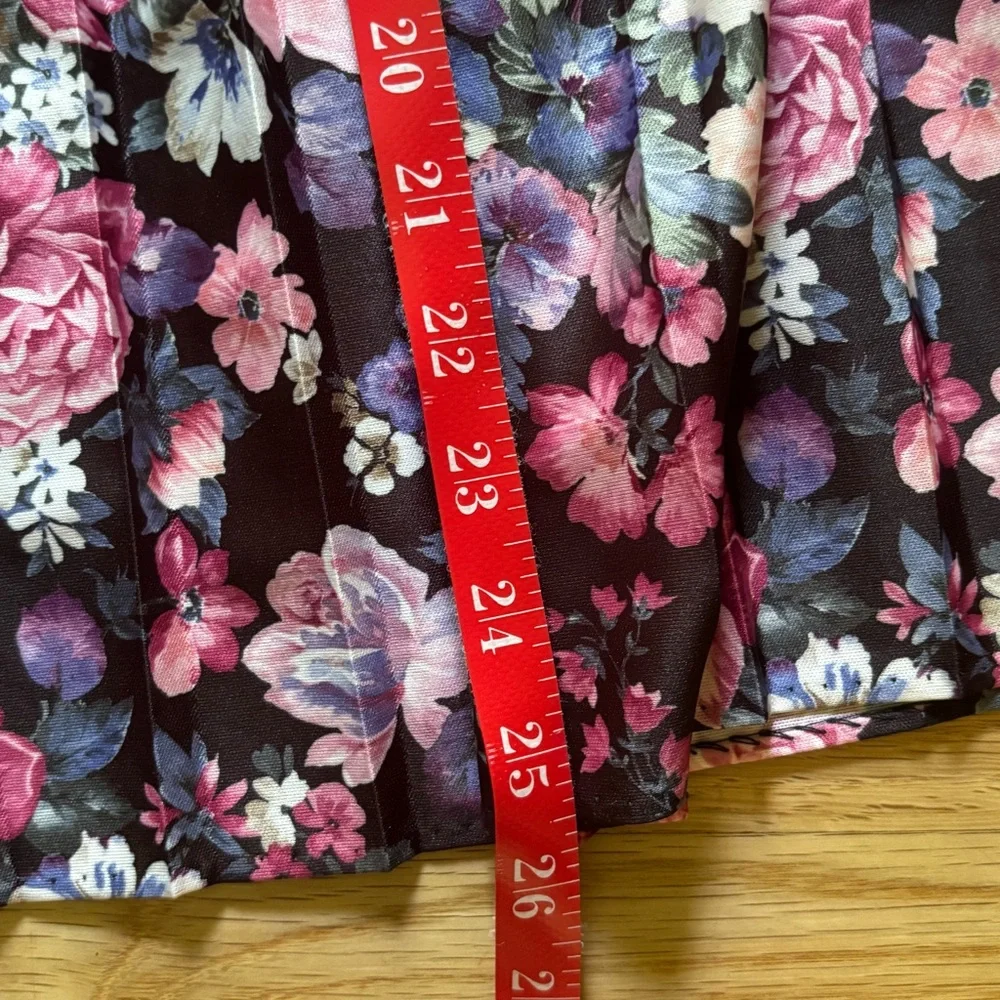 Vintage 80s 90s Leni-Leni Midi Floral‎ Pleated Skirt 10 Cottagecore Whimsigoth
